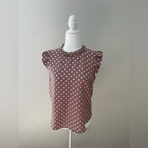 Monteau Los Angeles Short Sleeve Polka Dot Blouse